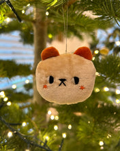 Load image into Gallery viewer, Peachy bear with red and blushing cheeks ornament
