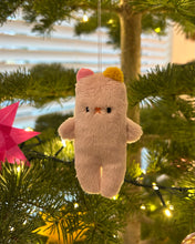 Load image into Gallery viewer, Light pink quartz bear with hot pink and yellow ears - ornament
