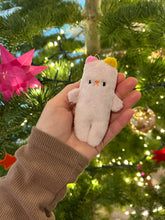 Load image into Gallery viewer, Light pink quartz bear with hot pink and yellow ears - ornament
