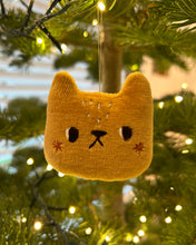 Load image into Gallery viewer, Mustard cat with blushing cheeks ornament
