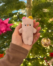 Load image into Gallery viewer, Light pink quartz bear with hot pink and yellow ears - ornament
