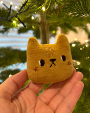 Load image into Gallery viewer, Mustard cat with blushing cheeks ornament
