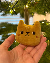 Load image into Gallery viewer, Mustard cat with blushing cheeks ornament
