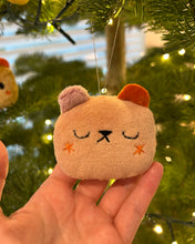 Load image into Gallery viewer, Pink bear with purple and red ears and blushing cheeks ornament
