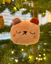 Load image into Gallery viewer, Pink bear with purple and red ears and blushing cheeks ornament
