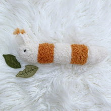 Load image into Gallery viewer, Creamsicle puff caterpillar with two leaves
