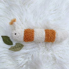 Load image into Gallery viewer, Creamsicle puff caterpillar with two leaves
