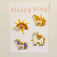 Load image into Gallery viewer, Collection of 4 Hard Enamel Magnets - sleepy king
