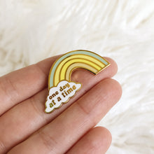Load image into Gallery viewer, One Day At a Time Rainbow - Seafoam - Hard Enamel Pin - Ready to Ship - sleepy king
