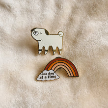 Load image into Gallery viewer, One Day At a Time Rainbow - Rust - Hard Enamel Pin - sleepy king
