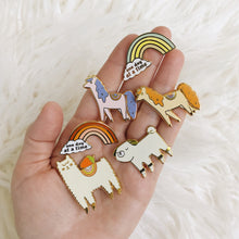 Load image into Gallery viewer, One Day At a Time Rainbow - Seafoam - Hard Enamel Pin - Ready to Ship - sleepy king
