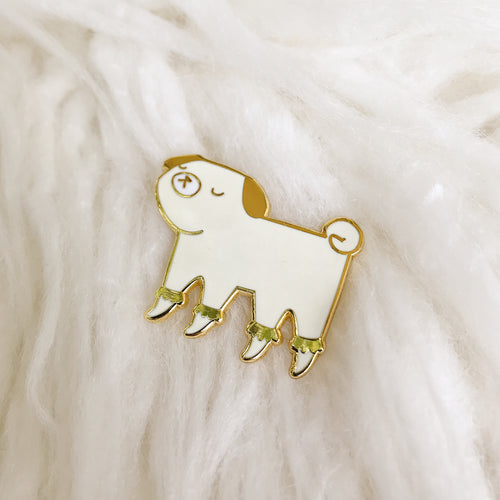 Georgina the fancy golden pug - Hard Enamel Pin - Ready to Ship - sleepy king