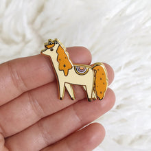Load image into Gallery viewer, Marigold the pony - Hard Enamel Pin with Gold Lines - sleepy king
