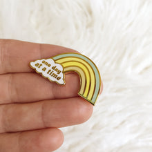 Load image into Gallery viewer, One Day At a Time Rainbow - Seafoam - Hard Enamel Pin - Ready to Ship - sleepy king
